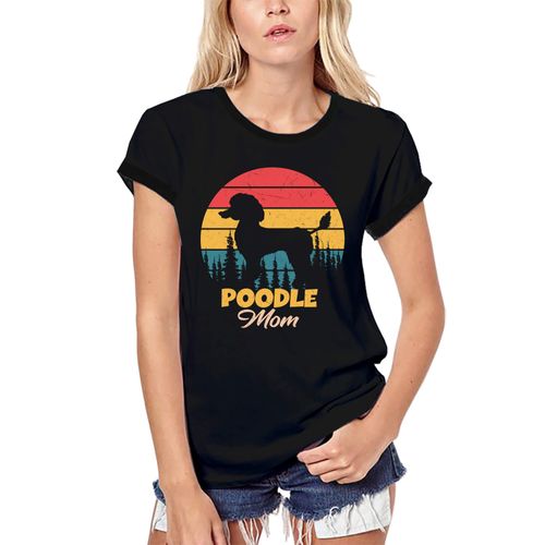 Femme Tee-Shirt Bio Maman Caniche - Poodle Mom - T-Shirt Graphique Éco-Responsable Vintage Cadeau Nouveauté