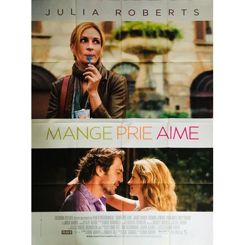 Mange, Prie, Aime - Affiche Originale De Cinéma - Format 120x160 Cm - Un Film De Ryan Murphy Avec Julia Roberts, Javier Bardem, Billy Crudup, Viola Davis, James Franco - Année 2010