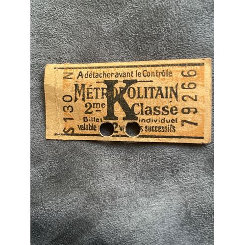 Ticket De Métropolitain Vintage 2ème Classe 