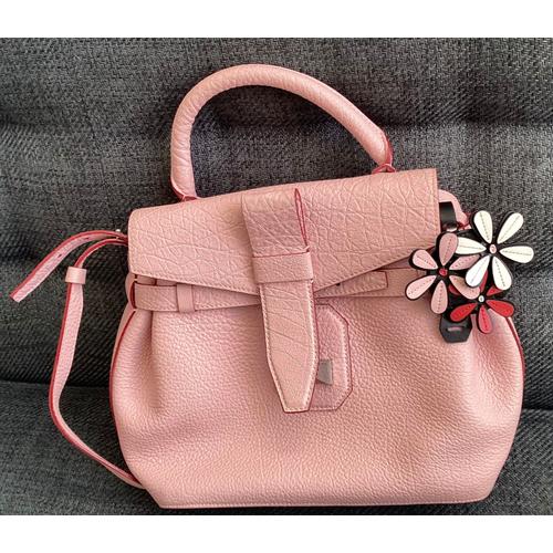 Sac à main Charlie de Lancel en cuir façon croco rose