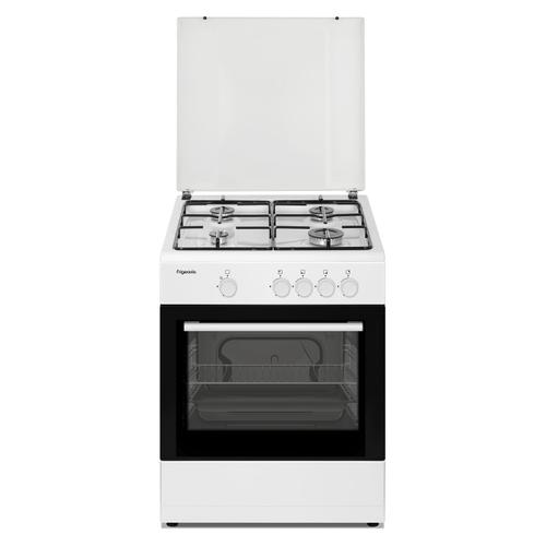 FRCFG64W, Cuisinière Gaz 60cm, 4 Foyers Gaz, Four Gaz 63L, Nettoyage catalyse, Convection naturelle, Sécurité Thermocouple, 1 Grille + 1 Lèche-Frites