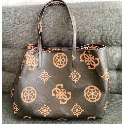 Grand sac Guess en cuir ynthétique grand motif doublé panthère