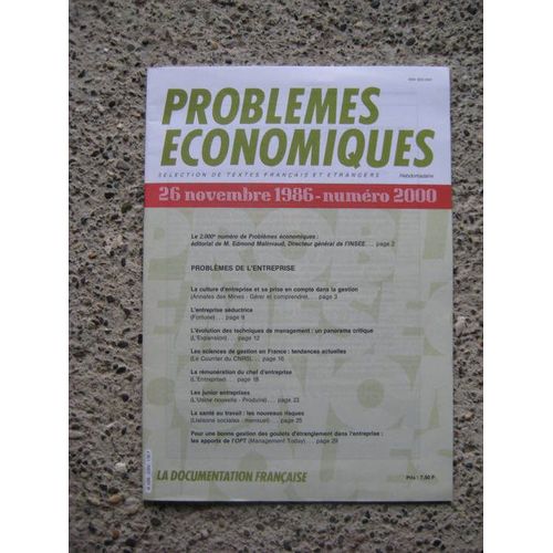 Problèmes Économiques  N° 2000 : Problèmes De L'entreprise