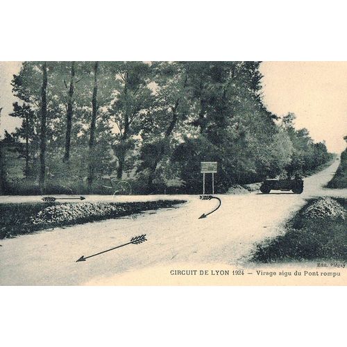Carte Postale Ancienne, France, Rhône ( 69 ), Circuit De Lyon 1924, Virage Aigu Du Pont Rompu