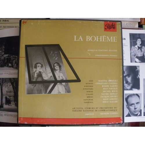 2 Disques Vinyle 33t La Boheme. Par Les Artistes, Choeurs Et Orchestre Du Theatre De L'opera Comique Sous La Direction De Georges Tzipine