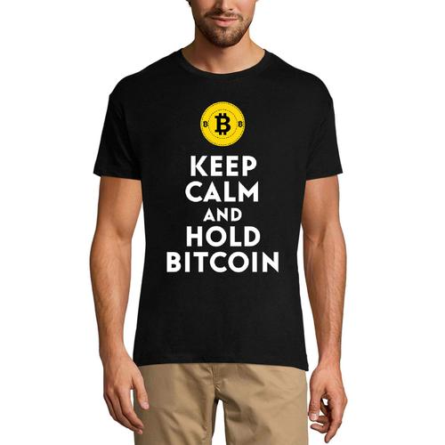 Homme Tee-Shirt - Keep Calm And Hold Bitcoin Traders Quote - Crypto Mining - T-Shirt Graphique Éco-Responsable Vintage Cadeau Nouveauté