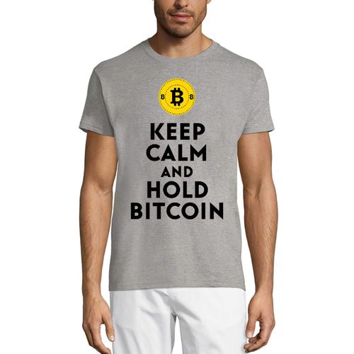 Homme Tee-Shirt - Keep Calm And Hold Bitcoin Traders Quote - Crypto Mining - T-Shirt Graphique Éco-Responsable Vintage Cadeau Nouveauté
