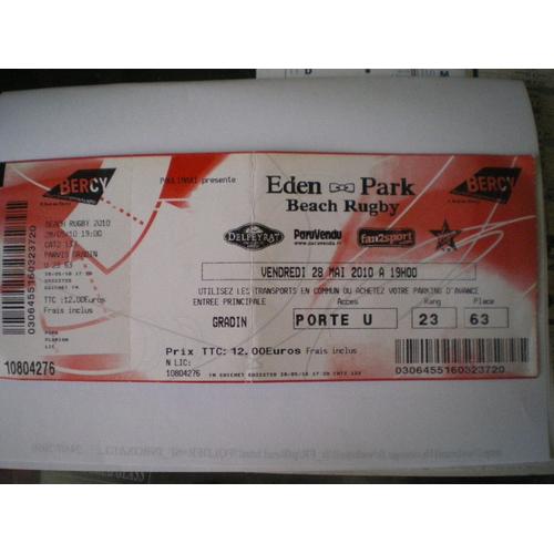 Rugby  Billet  Eden Park Beach Rugby    Paris Bercy