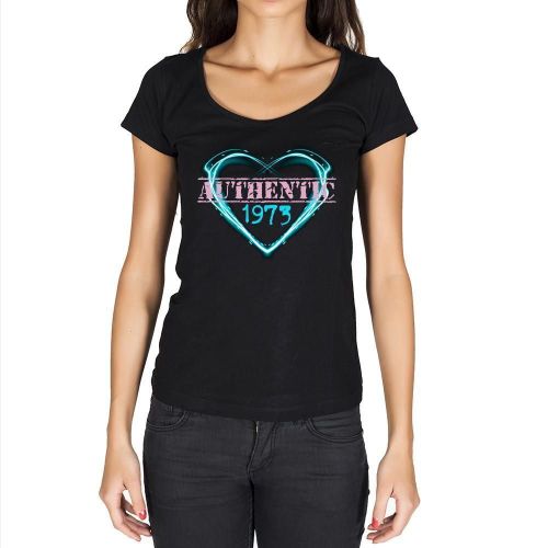 Femme Tee-Shirt Un C¿Ur Authentique Depuis 1973 - Heart Authentic Since 1973 - 51 Ans T-Shirt Graphique Idée Cadeau 51e Anniversaire Vintage Année 1973 Nouveauté