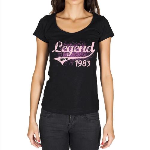 Femme Tee-Shirt Une Légende Depuis 1983 - Legend Since 1983 - 41 Ans T-Shirt Graphique Idée Cadeau 41e Anniversaire Vintage Année 1983 Nouveauté