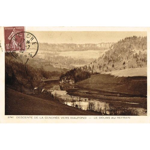 Carte Postale Ancienne, France, Doubs ( 25 ), Descente De La Cendrée Vers Biaufond, Le Doubs Au Refrain