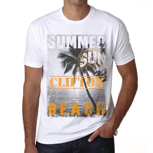 Homme Tee-Shirt Soleil Plage Mer Palmier Été À Clifton - Sun, Beach, Sea, Palm, Summer In Clifton - T-Shirt Graphique Éco-Responsable Vintage Cadeau Nouveauté