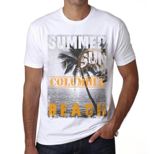 Homme Tee-Shirt Soleil Plage Mer Palmier Été En Colombie - Sun, Beach, Sea, Palm, Summer In Columbia - T-Shirt Graphique Éco-Responsable Vintage Cadeau Nouveauté