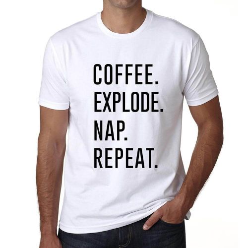 Homme Tee-Shirt Café Exploser Sieste Répéter - Coffee Explode Nap Repeat - T-Shirt Graphique Éco-Responsable Vintage Cadeau Nouveauté