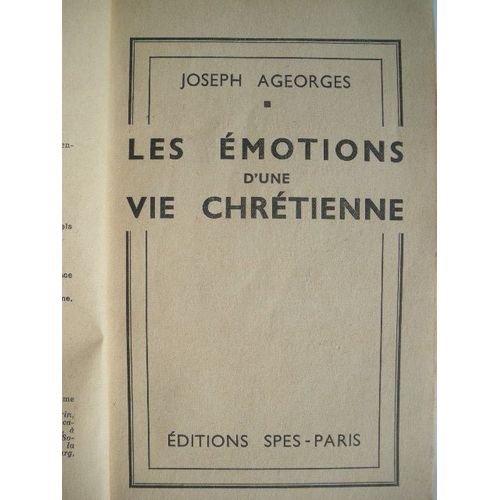 Les Emotions D'une Vie Chretienne