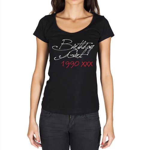 Femme Tee-Shirt Anniversaire 1990 - Birthday Girl 1990 - 34 Ans T-Shirt Graphique Idée Cadeau 34e Anniversaire Vintage Année 1990 Nouveauté