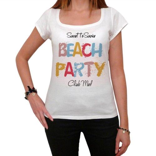 Femme Tee-Shirt Fête De Plage Au Club Med - Club Med Beach Party - T-Shirt Graphique Éco-Responsable Vintage Cadeau Nouveauté