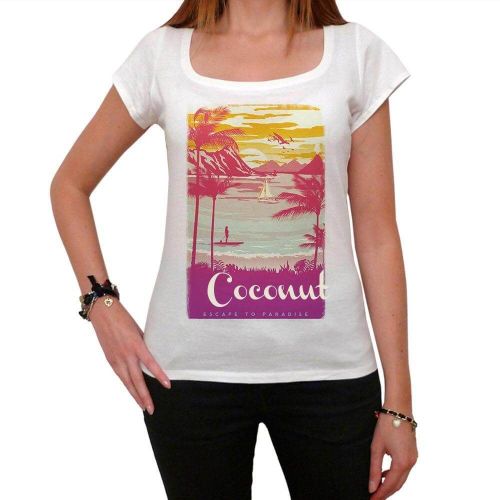 Femme Tee-Shirt Évasion En Coco Au Paradis - Coconut Escape To Paradise - T-Shirt Graphique Éco-Responsable Vintage Cadeau Nouveauté