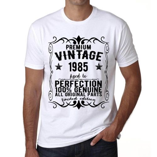 Homme Tee-Shirt - All Original Parts Aged To Perfection 1985 - 39 Ans T-Shirt Graphique Idée Cadeau 39e Anniversaire Vintage Année 1985 Nouveauté