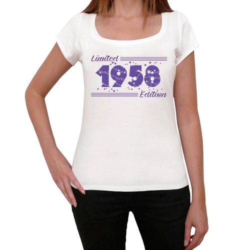 Femme Tee-Shirt Étoiles Édition Limitée 1958 - Stars, Limited Edition 1958 - 66 Ans T-Shirt Graphique Idée Cadeau 66e Anniversaire Vintage Année 1958 Nouveauté