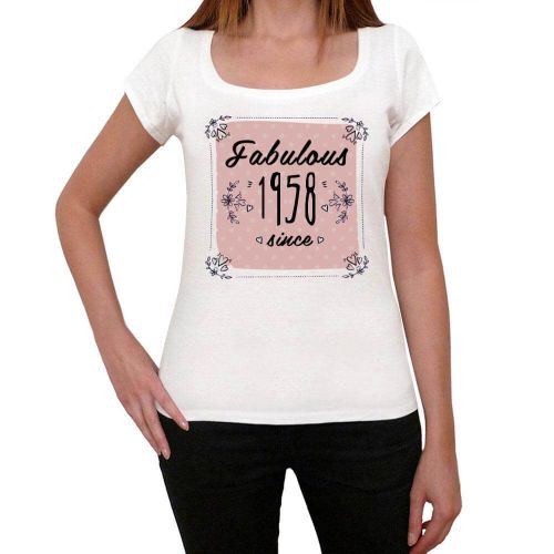 Femme Tee-Shirt Femme Fabuleuse Depuis 1958 - Fabulous Woman Since 1958 - 66 Ans T-Shirt Graphique Idée Cadeau 66e Anniversaire Vintage Année 1958 Nouveauté