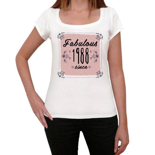 Femme Tee-Shirt Femme Fabuleuse Depuis 1988 - Fabulous Woman Since 1988 - 36 Ans T-Shirt Graphique Idée Cadeau 36e Anniversaire Vintage Année 1988 Nouveauté