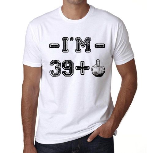 Homme Tee-Shirt 40 Ans J'ai 39 Ans + Un Majeur - 40 Years I'm 39 + A Middle Finger - 40 Ans T-Shirt Graphique Idée Cadeau 40e Anniversaire Vintage Année 1984 Nouveauté