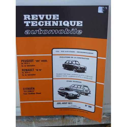 Revue Technique Automobile  N° 369 : Citroen Cx 2200 Diesel