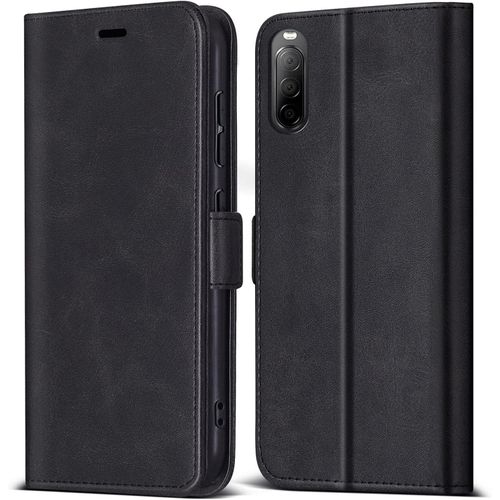 Coque Pour Sony Xperia 10 Ii, Protection Housse En Cuir Pu Portefeuille Avec [Emplacements Cartes] [Fonction Support], Clapet Folio Etui Pour Sony Xperia 10 Ii (Noir)