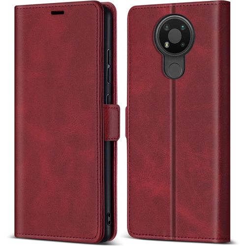 Coque Pour Nokia 3.4, Protection Housse En Cuir Pu Portefeuille Avec [Emplacements Cartes] [Fonction Support], Clapet Folio Etui Pour Nokia 3.4 (Rouge)