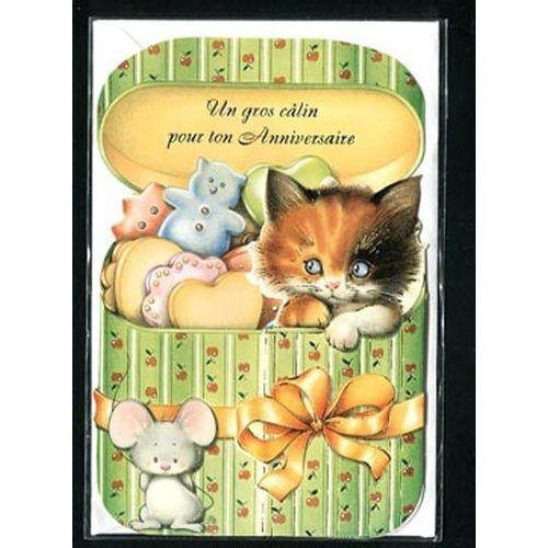 Carte Postale Anniversaire Pour Enfant Chat Chatons Jouets Carte Double Avec Enveloppe Rakuten