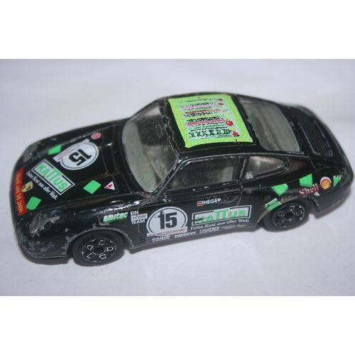 Porsche 911 Carrera - 1/43, Noire Et Autocollants Verts-Bburago