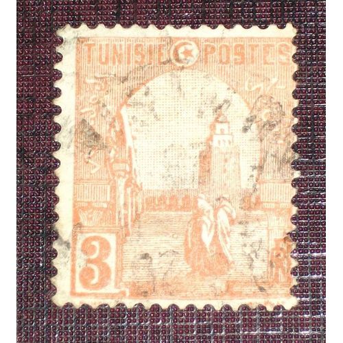 Anciennes Colonies Françaises - Tunisie N° 30a Oblitéré De 1906-20 - 3c Rouge-Orange « La Grande Mosquée De Kairouan »