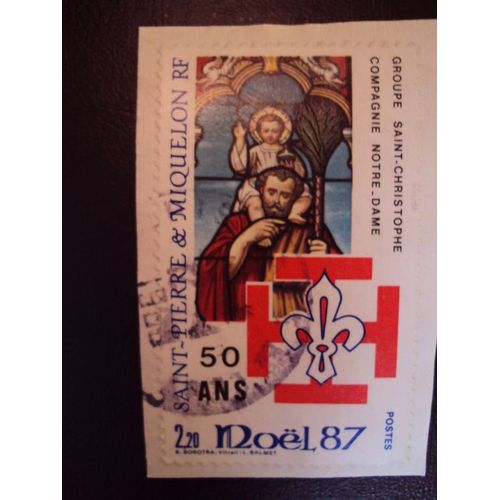 St Pierre & Miquelon. Vitrail Noel 1987. Oblitéré.