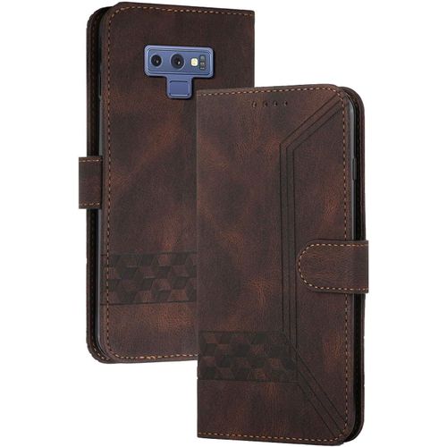 Coque Compatible Avec Samsung Galaxy Note 9,Anti-Choc Housse En Cuir Premium Flip Case Portefeuille Etui,Cafe
