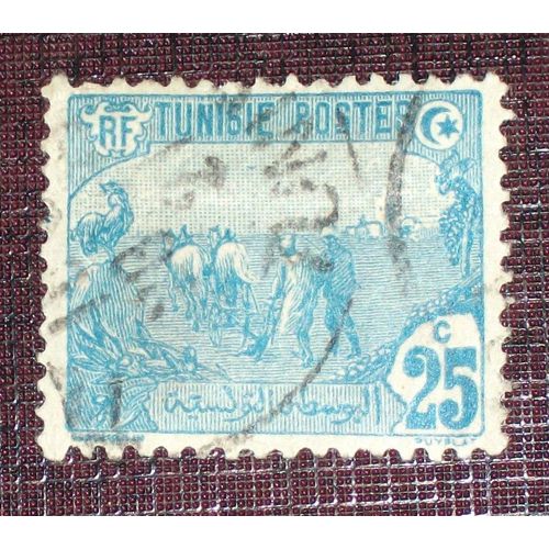 Anciennes Colonies Françaises - Tunisie N° 35 Oblitéré De 1906-20 - 25c Bleu « Laboureurs »