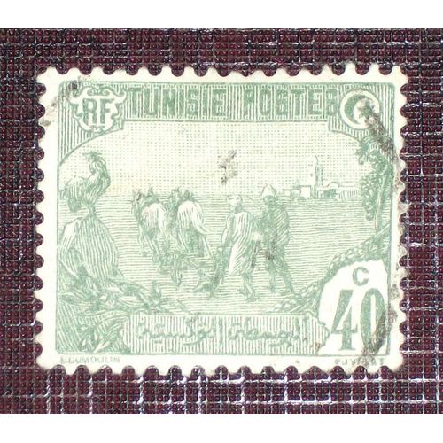 Anciennes Colonies Françaises - Tunisie N° 104 Oblitéré De 1923-26 - 40c Vert « Laboureurs »