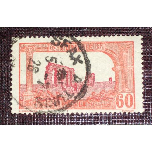 Anciennes Colonies Françaises - Tunisie N° 105 Oblitéré De 1923-26 - 60c Rouge Et Lie-De-Vin « Aqueduc Romain De Zaghouan »