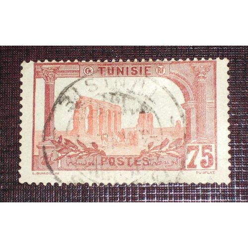 Anciennes Colonies Françaises - Tunisie N° 39 Oblitéré De 1906-20 - 75c Lilas-Brun Et Rouge « Aqueduc Romain De Zaghouan »