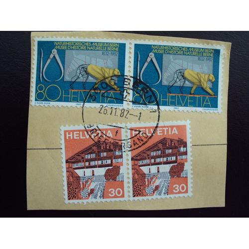 Suisse..Lot De 4 Timbres.2 Musée D'histoire Naturelle Berne 80 Helvetia & 2 De 30.Oblitérés.