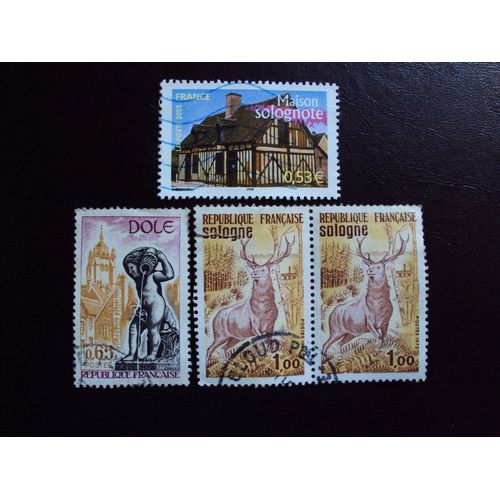 France..Lot De 4 Timbres. Sologne..Dole..Cerf..Maison Solognote..Oblitérés