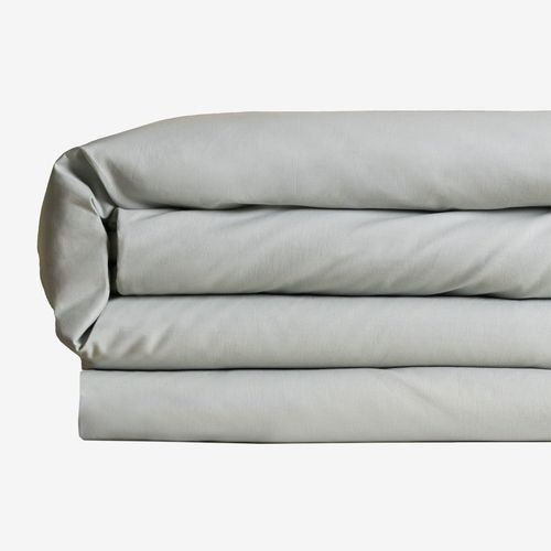Housse de couette en coton percale 180 fils pour lit 90 cm Agassi Bleu Brume