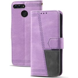 Coque Compatible Avec Huawei P Smart 2018 / Enjoy 7s / Honor 9 Lite, Portefeuille Housse En Cuir Pu Pour Huawei P Smart 2018 / Enjoy 7s, Magnetique Antichoc Flip Coque, Violet
