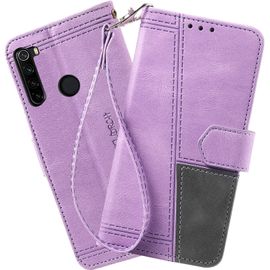 Coque Compatible Avec Xiaomi Redmi Note 8, Portefeuille Housse En Cuir Pu Pour Xiaomi Redmi Note 8, Magnetique Antichoc Flip Coque, Violet