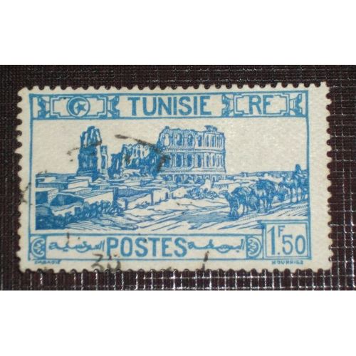 Anciennes Colonies Françaises - Tunisie N° 140 Oblitéré De 1926-28 - 1f50 Bleu Clair Et Bleu « Amphithéâtre D'el Djem »