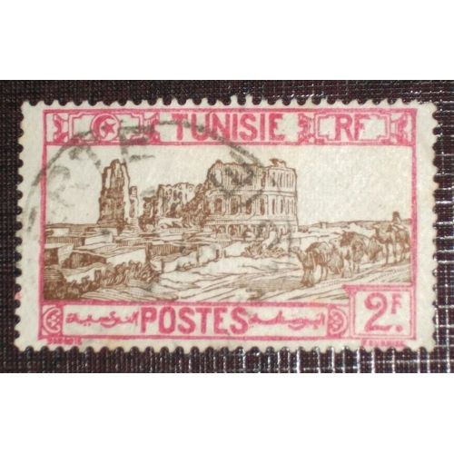 Anciennes Colonies Françaises - Tunisie N° 141 Oblitéré De 1926-28 - 2f Rose Et Sépia « Amphithéâtre D'el Djem »