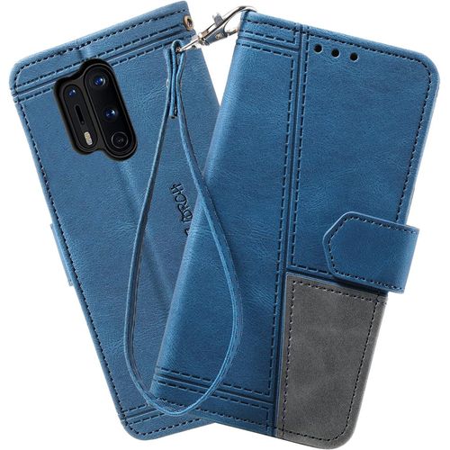 Coque Compatible Avec Oneplus 8 Pro, Portefeuille Housse En Cuir Pu Pour Oneplus 8 Pro, Magnetique Antichoc Flip Coque, Bleu