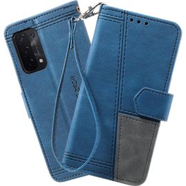 Coque Compatible Avec Oppo A74 5g / Oppo A93 5g / Oppo A54 5g, Portefeuille Housse En Cuir Pu Pour Oppo A74 5g / Oppo A93 5g / Oppo A54 5g, Magnetique Antichoc Flip Coque, Bleu