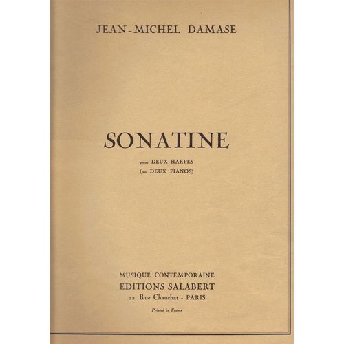 Sonatine Pour Deux Harpes Ou Deux Pianos De J-M Damase