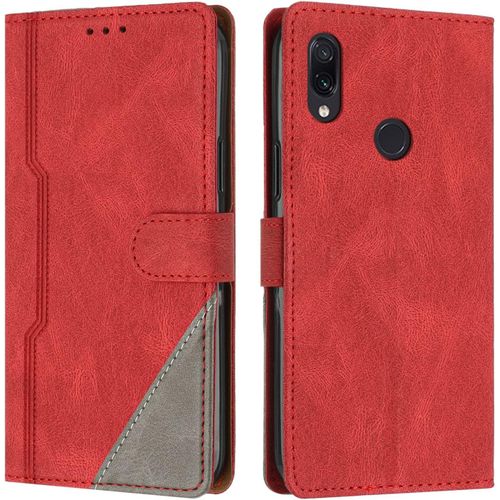 Coque Pour Xiaomi Redmi Note 7 Pro/Redmi Note 7, Housse En Cuir Pu Portefeuille, Etui De Protection A Rabat Magnetique Coque Pour Xiaomi Redmi Note 7 Pro/Redmi Note 7, Rouge